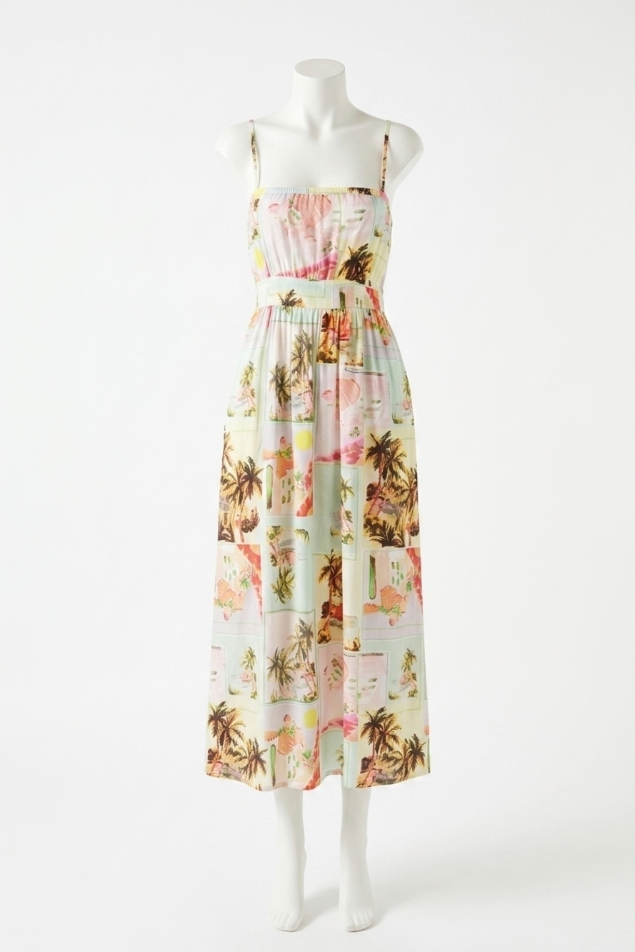 NEW MINKPINK dolce midi sundress in vintage postcards